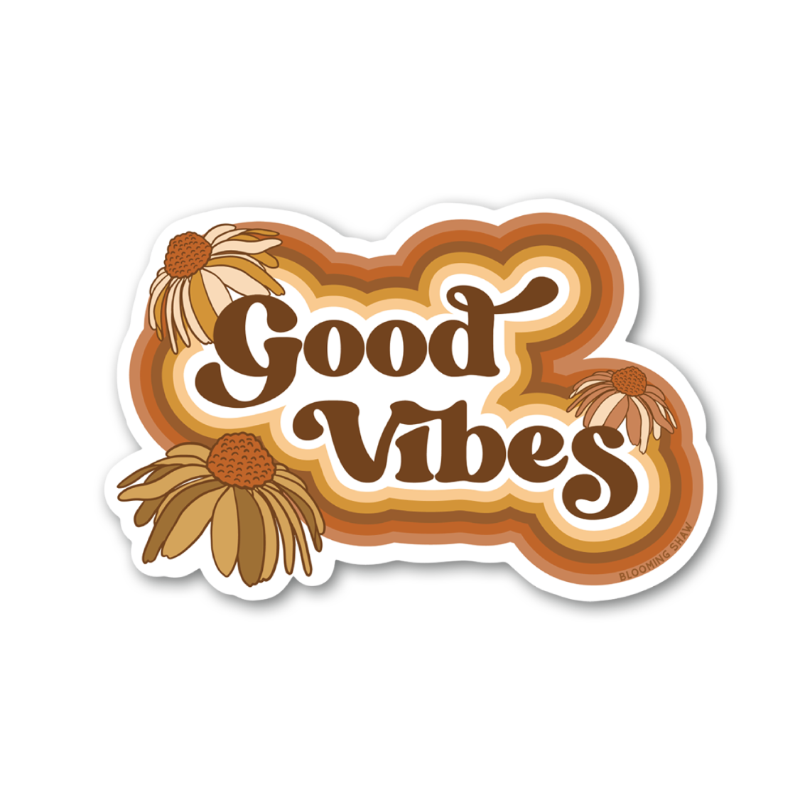 "Good Vibes" Tonal Brown and Yellow, 3.96" x 2.6"